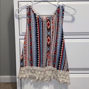 Aztec Print Cropped Tank Top